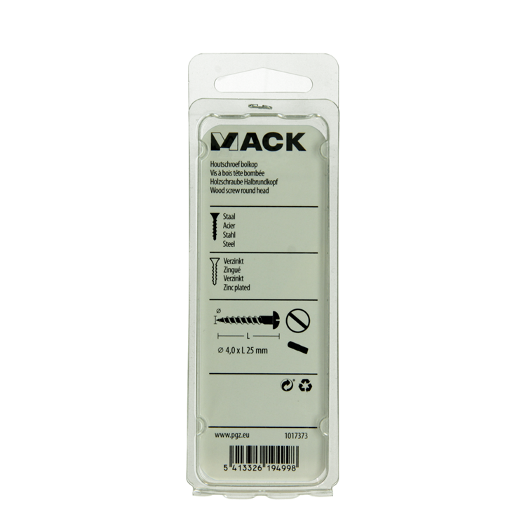 Mack 1017373 - houtschroef bolkop staal verzinkt 14 st 4,0 x 25 mm | 10 stuks