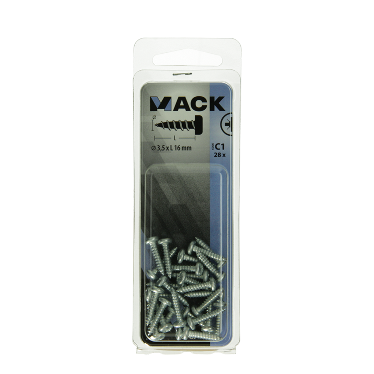 Mack 1017439 - zelftappende schroef cyl kop verz. 28st 3,5 x 16 mm | 10 stuks