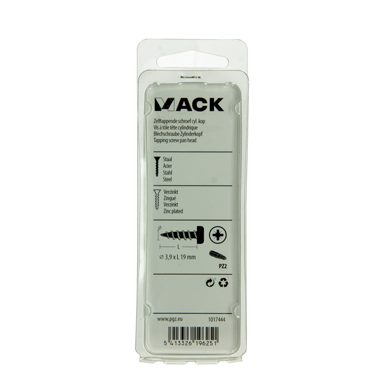 Mack 1017444 - zelftappende schroef cyl kop verz. 22st 3,9 x 19 mm | 10 stuks