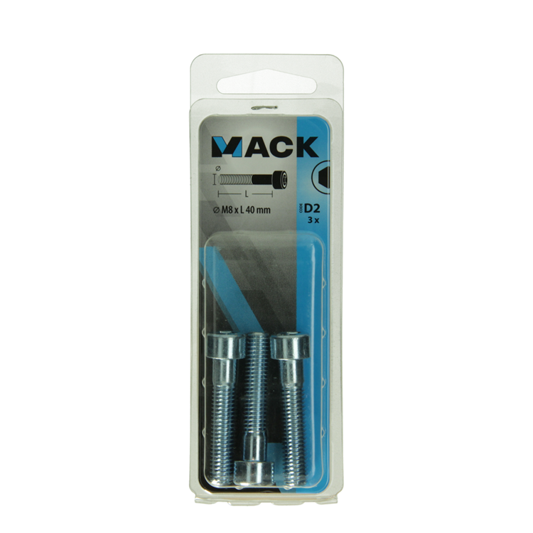Mack 1017654 - binnenzeskant bout cyl.kop verz. 3 st m8 x 40 mm | 10 stuks