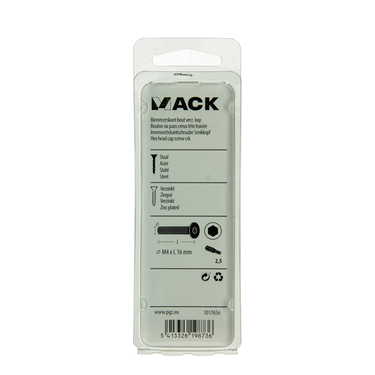 Mack 1017656 - binnenzeskant bout verz. kop verz. 12st m4x16 | 10 stuks