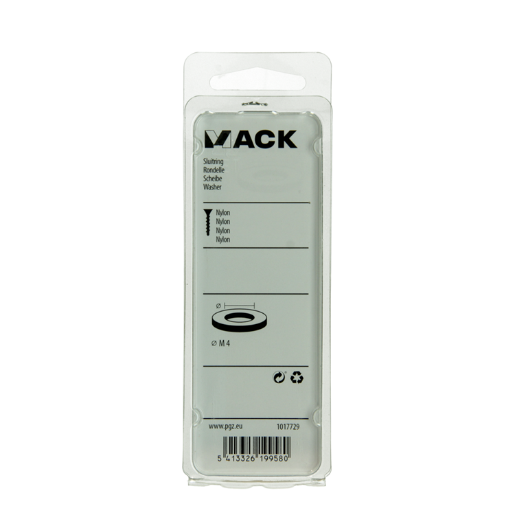 Mack 1017729 - sluitring nylon 12 st m4 | 10 stuks