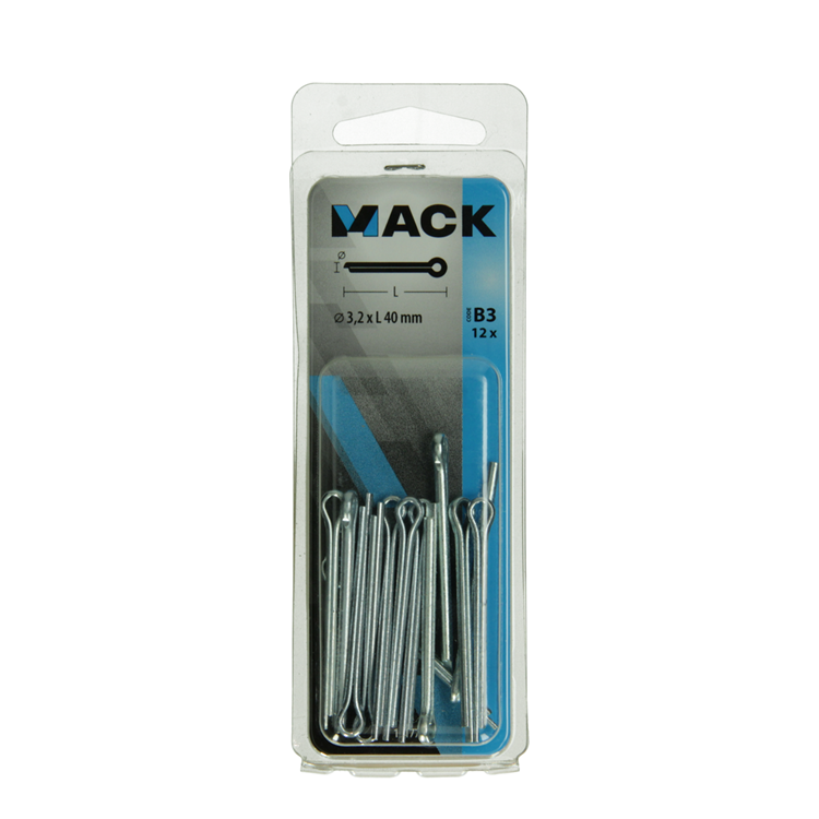 Mack 1017765 - splitpen staal verzinkt 12 st 3,2 x 40 mm | 10 stuks