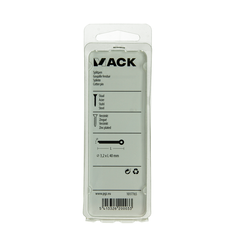 Mack 1017765 - splitpen staal verzinkt 12 st 3,2 x 40 mm | 10 stuks