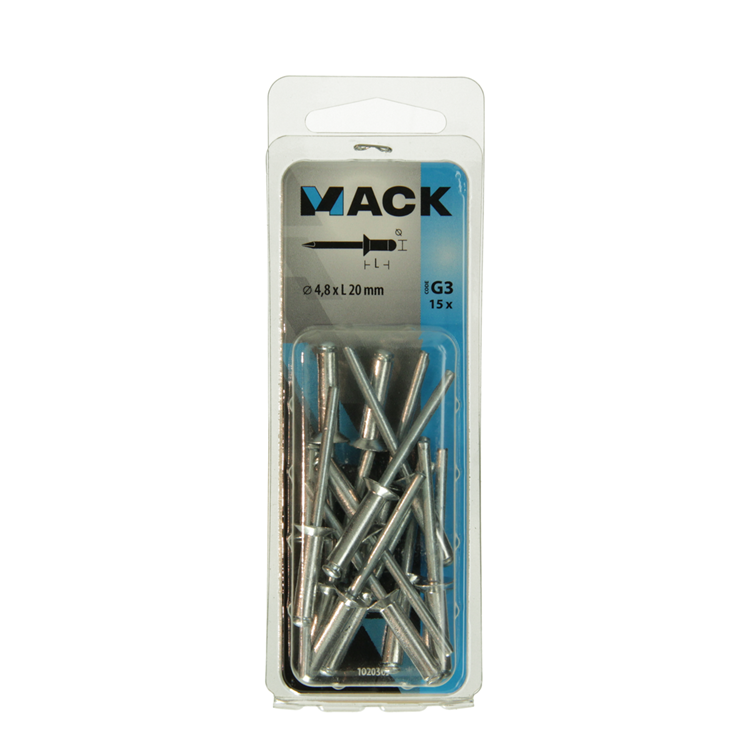 Mack 1020307 - 15 blindnieten alu 4,8x20mm | 5 stuks