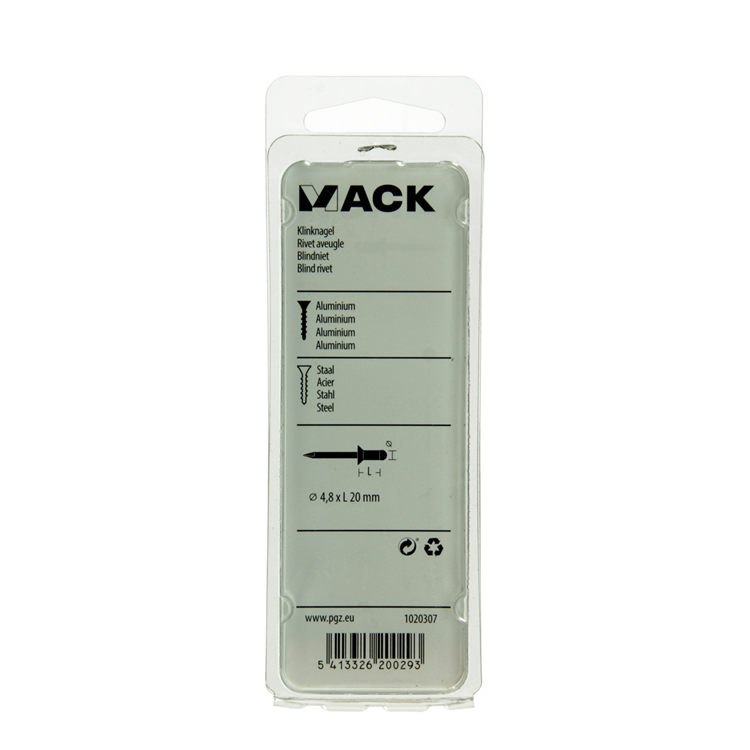 Mack 1020307 - 15 blindnieten alu 4,8x20mm | 5 stuks
