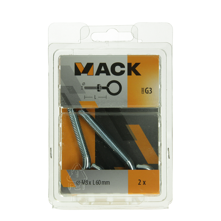 Mack 1017793 - schroefoog metrisch + moer verzinkt 2 st m8 x 60 mm | 5 stuks