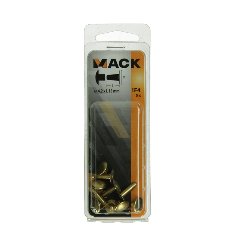 Mack 1019719 - klinknagel messing 5 st 4,2 x 15 mm | 10 stuks