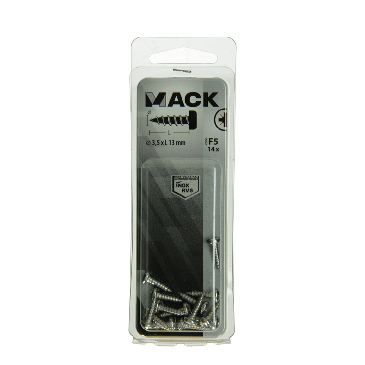 Mack 1019781 - zelftappende schroef cyl.kop a2 14 st 3,5 x 13 mm | 10 stuks