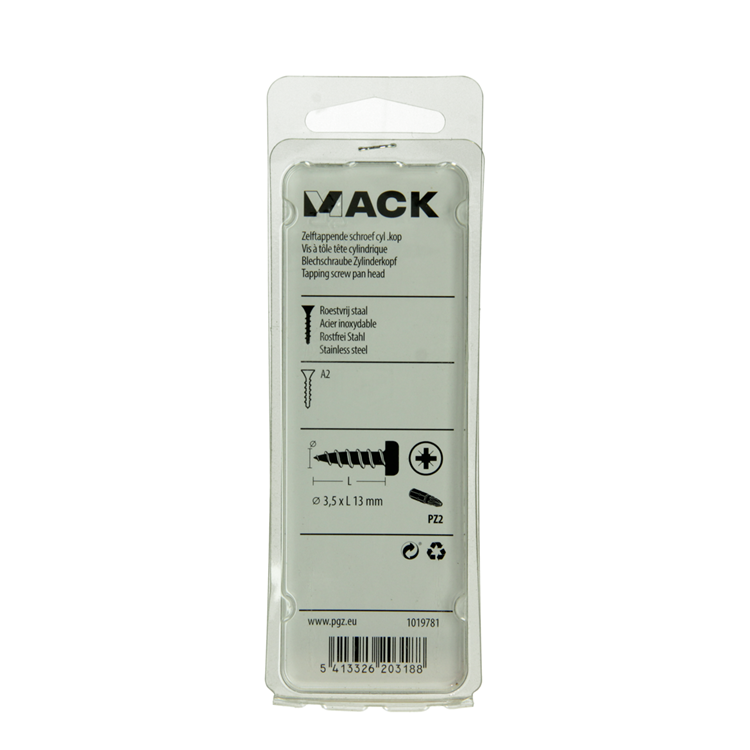 Mack 1019781 - zelftappende schroef cyl.kop a2 14 st 3,5 x 13 mm | 10 stuks