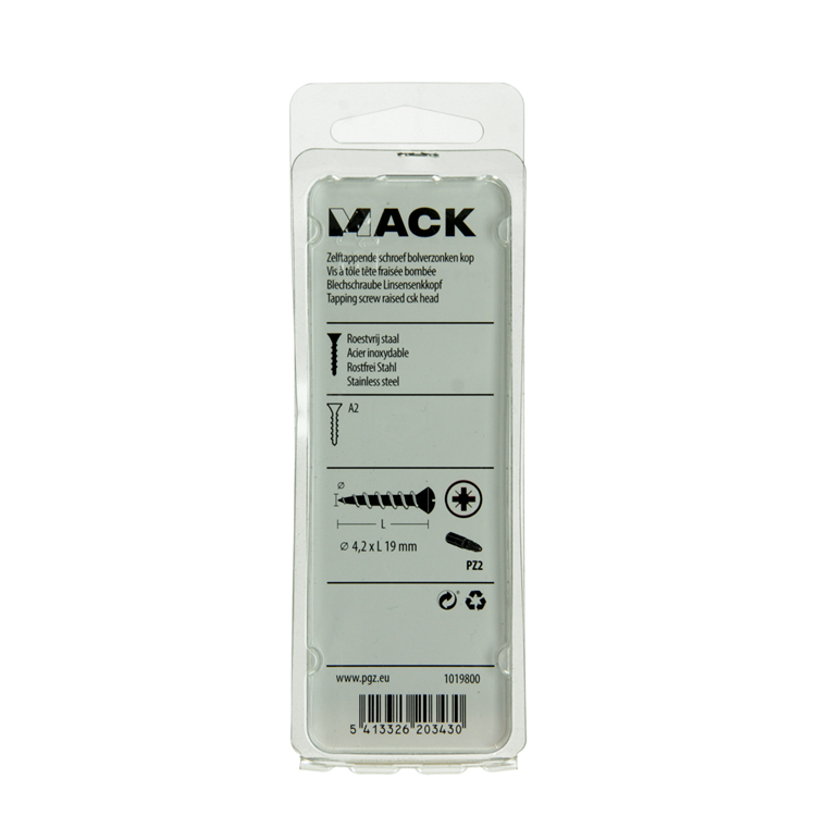Mack 1019800 - zelftappende schroef bolvz.kopa2 10st 4,2 x 19 mm | 10 stuks