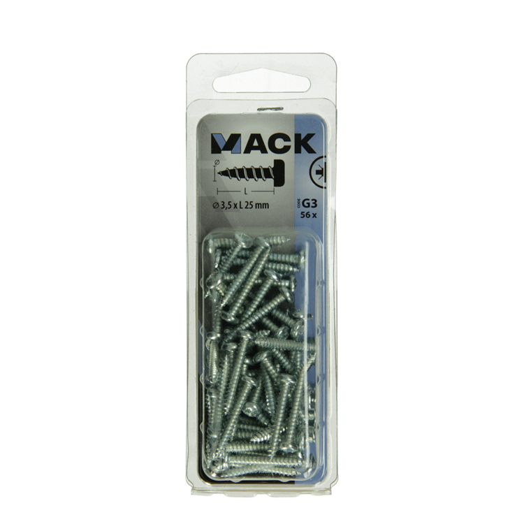 Mack 1018061 - zelftappende schroef cylkop verz. 56 st 3,5 x 25 mm | 5 stuks