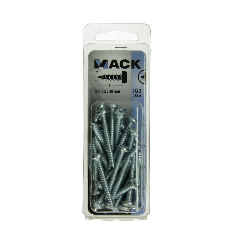 Mack 1018074 - zelftappende schroef cylkop verz. 24 st 4,8 x 38 mm | 5 stuks