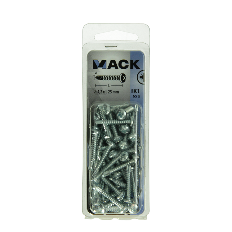 Mack 1018085 - zelfborende schroef cylkop verz. 65st 4,2 x 25 mm | 5 stuks