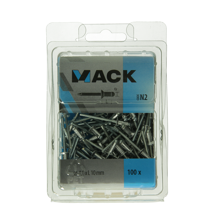 Mack 1020314 - 100 blindnieten alu 4,0x10mm | 5 stuks