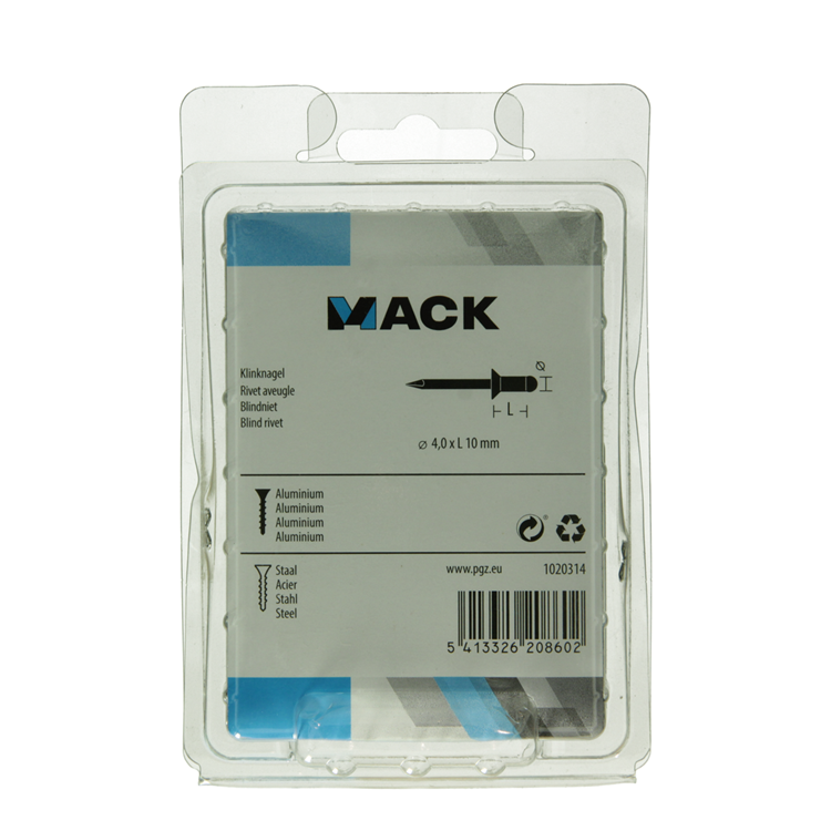 Mack 1020314 - 100 blindnieten alu 4,0x10mm | 5 stuks