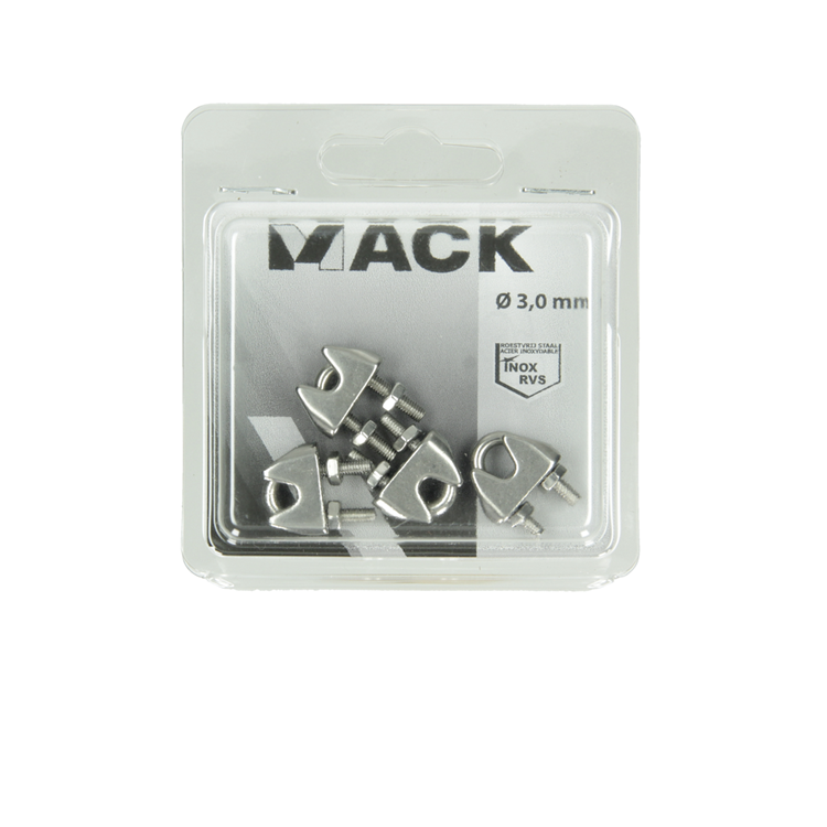 Mack 1006889 - 4 staaldraadklemmen crosby inox 3mm bl | 5 stuks