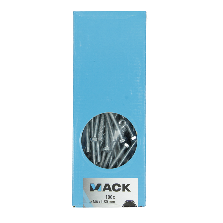 Mack 1007076 - tapbout + moer verzinkt 100 st 6 x 80 mm | 2 stuks