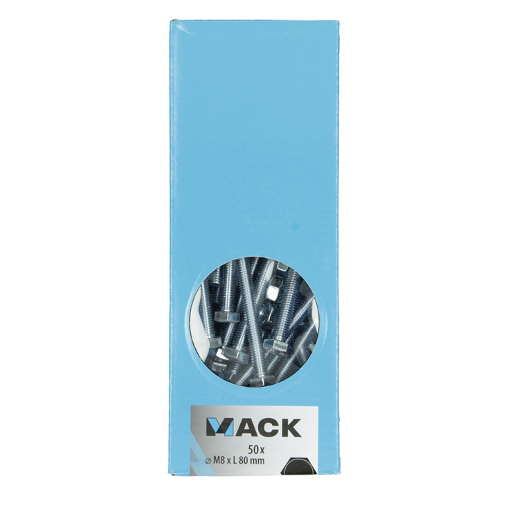 Mack 1007081 - tapbout + moer verzinkt 50 st 8 x 80 mm | 2 stuks