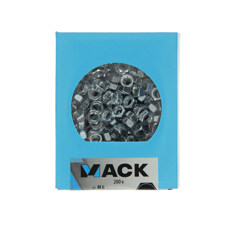 Mack 1007096 - zeskantmoeren 200 st m6 | 5 stuks