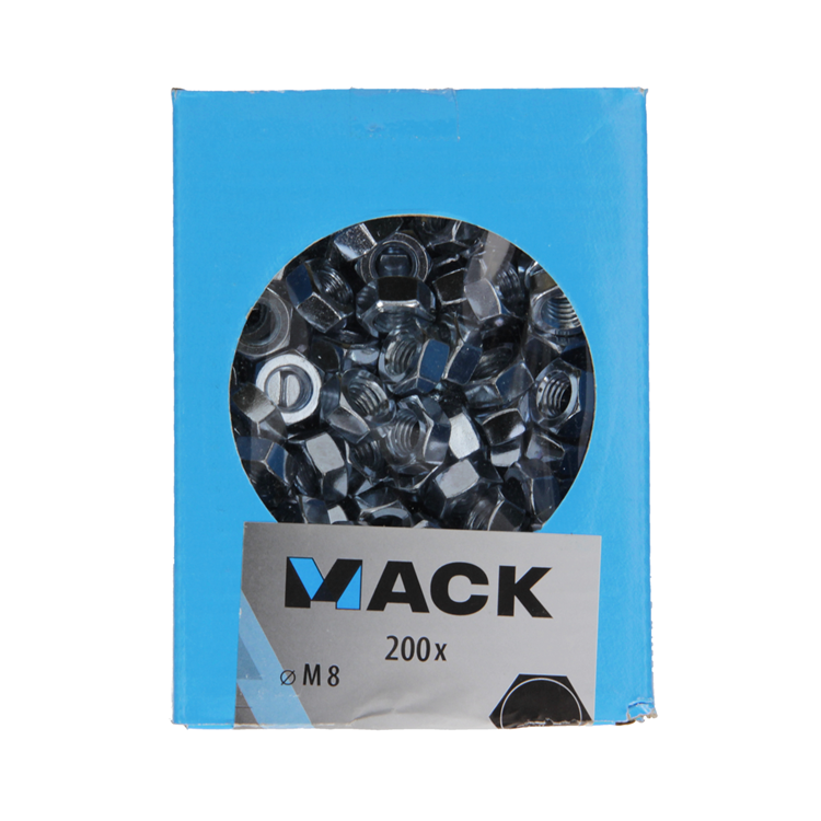 Mack 1007097 - zeskantmoeren 200 st m8 | 5 stuks