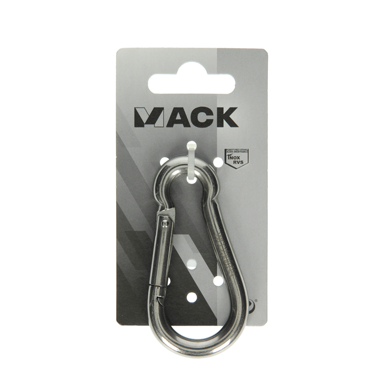 Mack 1008440 - 1 karabijnhaak + veer 8 x 80mm inox | 10 stuks