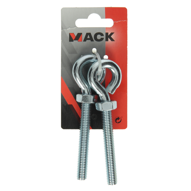 Mack 1008554 - 2 oogbouten + moer m10 x 80mm verzinkt | 10 stuks