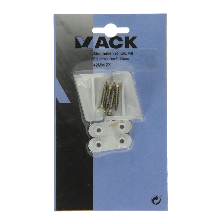 Mack 1010114 - 2 stoothaken trapezium voor rolluik wit 42mm | 10 stuks