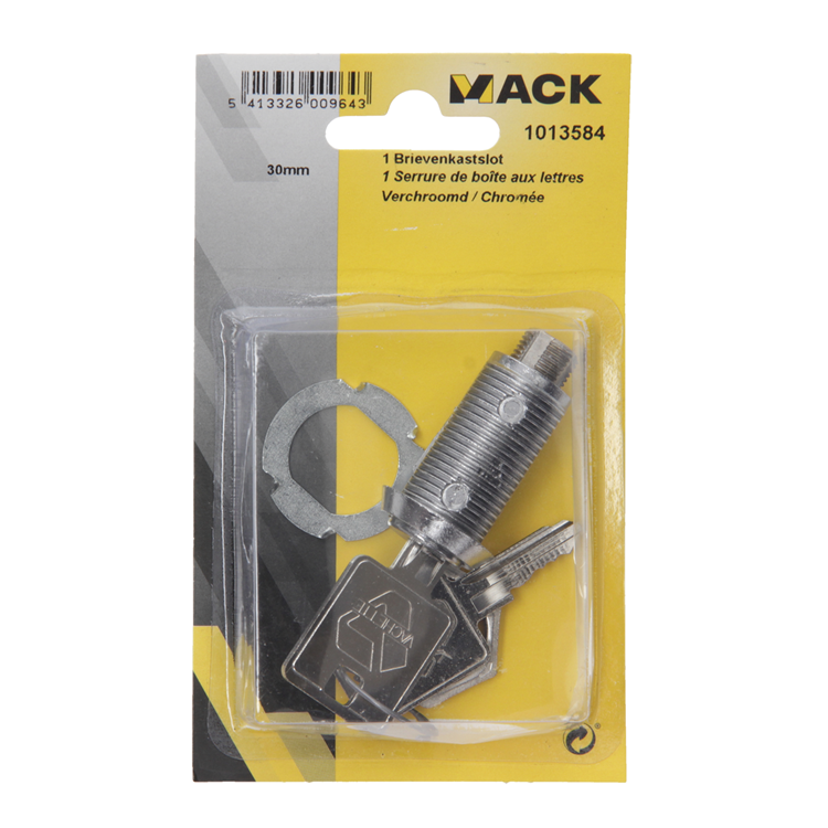 Mack 1013584 - 1 brievenkastslot verchroomd 32mm | 5 stuks