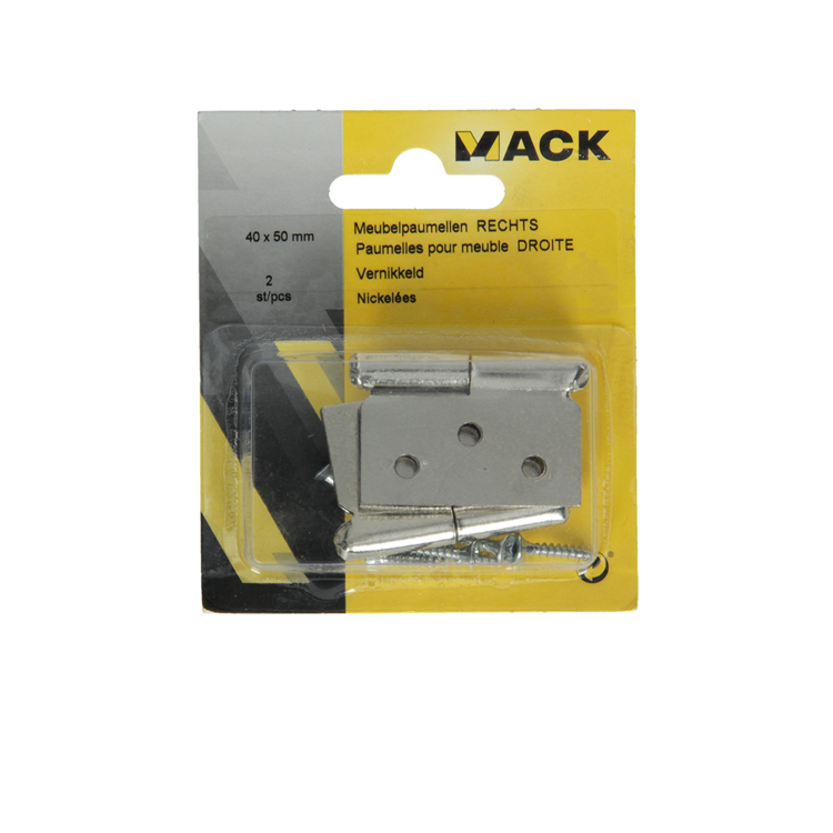 Mack 1013351 - 2 meubelpaumellen rechts vernikkeld h 40 x b 50 mm | 5 stuks