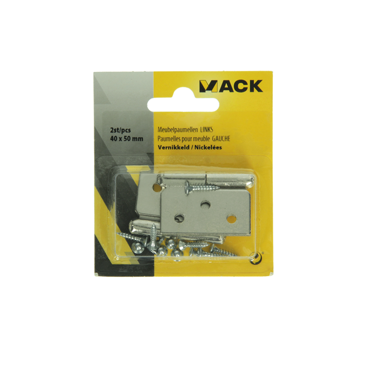 Mack 1013350 - 2 meubelpaumellen links vernikkeld h 40 x b 50 mm | 5 stuks