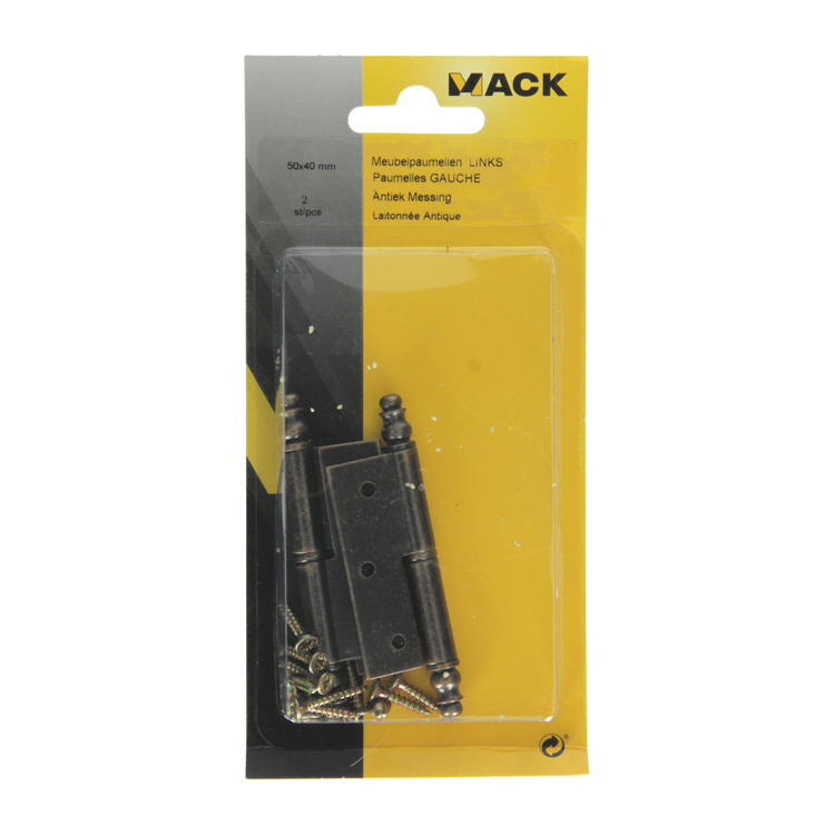 Mack 1013559 - 2 meubelpaumellen links verbronsd h 50 x b 40 mm | 5 stuks