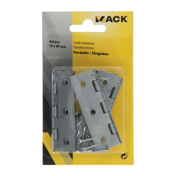 Mack 1013249 - 4 smalle scharnieren verzinkt h 70 x b 40 mm | 5 stuks