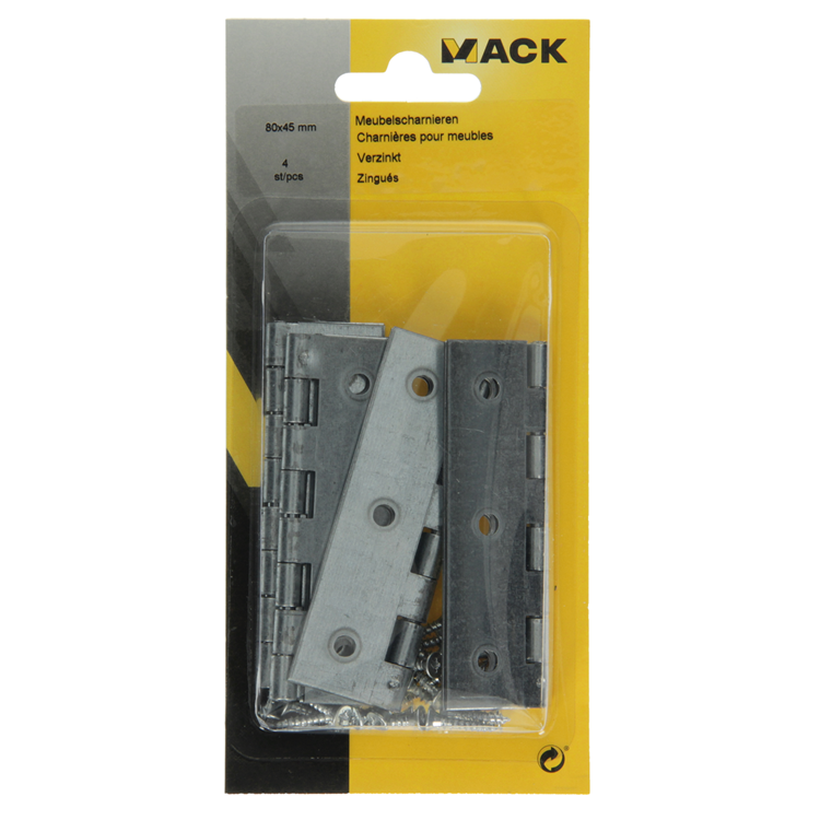Mack 1013506 - 4 smalle scharnieren verzinkt h 80 x b 45 mm | 5 stuks