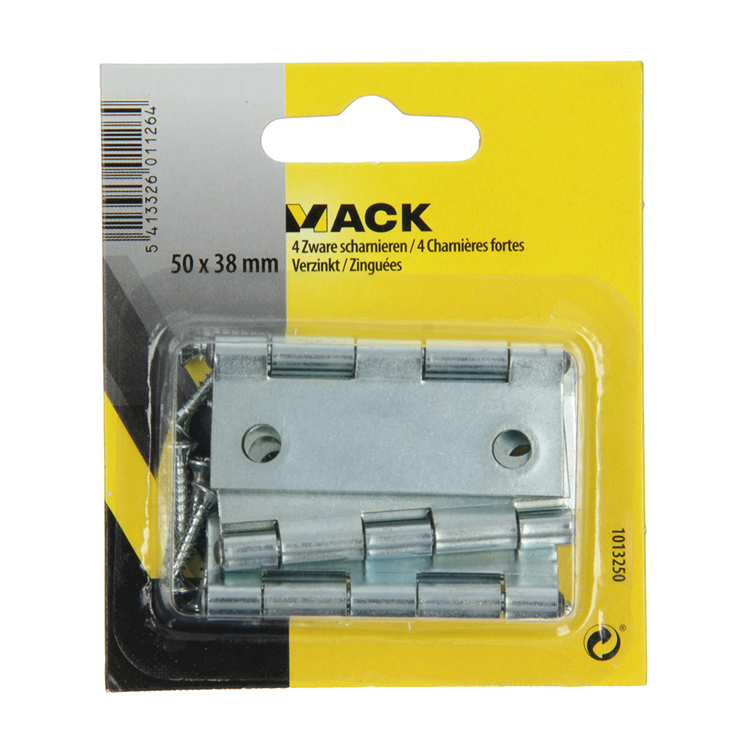 Mack 1013250 - 4 zware scharnieren verzinkt h 50 x b 38 mm | 5 stuks