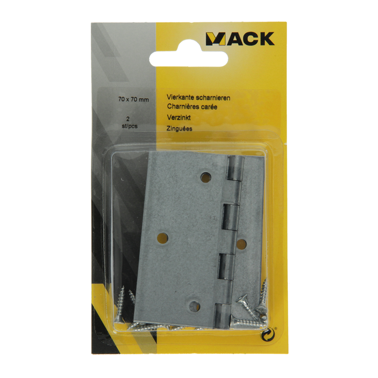 Mack 1013326 - 2 vierkante scharnieren verzinkt h 70 x b 70mm | 5 stuks