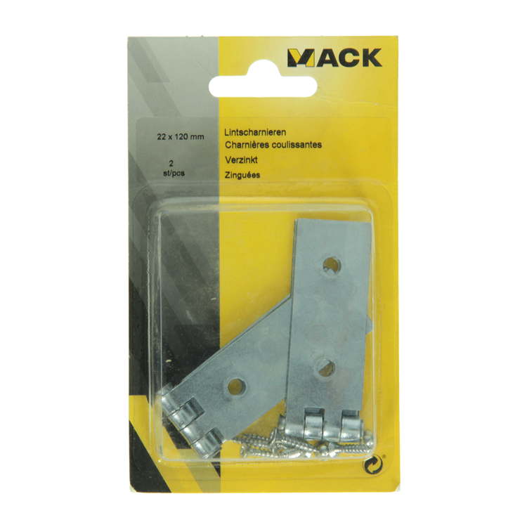 Mack 1013483 - 2 lintscharnieren verzinkt h 22 x b 120 mm | 5 stuks