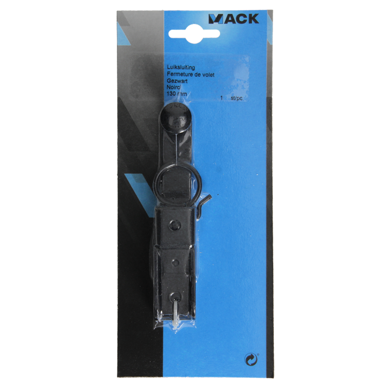 Mack 1013553 - 1 luiksluiting zwart geplast. 130mm | 3 stuks
