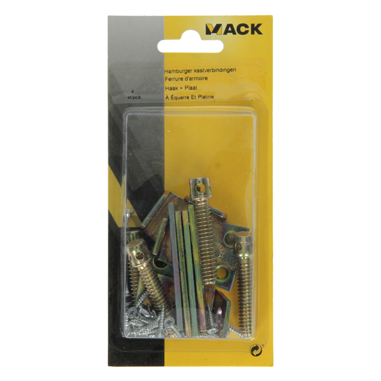 Mack 1013348 - 4 hamburger kastverbindingen haak + plaat | 5 stuks