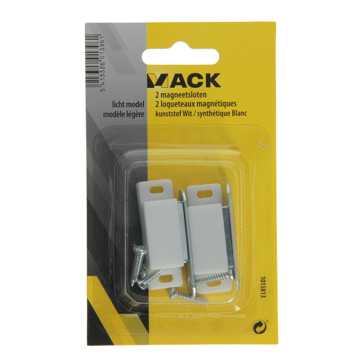 Mack 1015813 - 2 magneetsloten, licht model, kunststof wit | 10 stuks