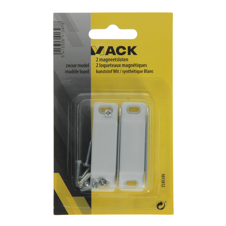 Mack 1015812 - 2 magneetsloten, zwaar model, kunststof wit | 10 stuks