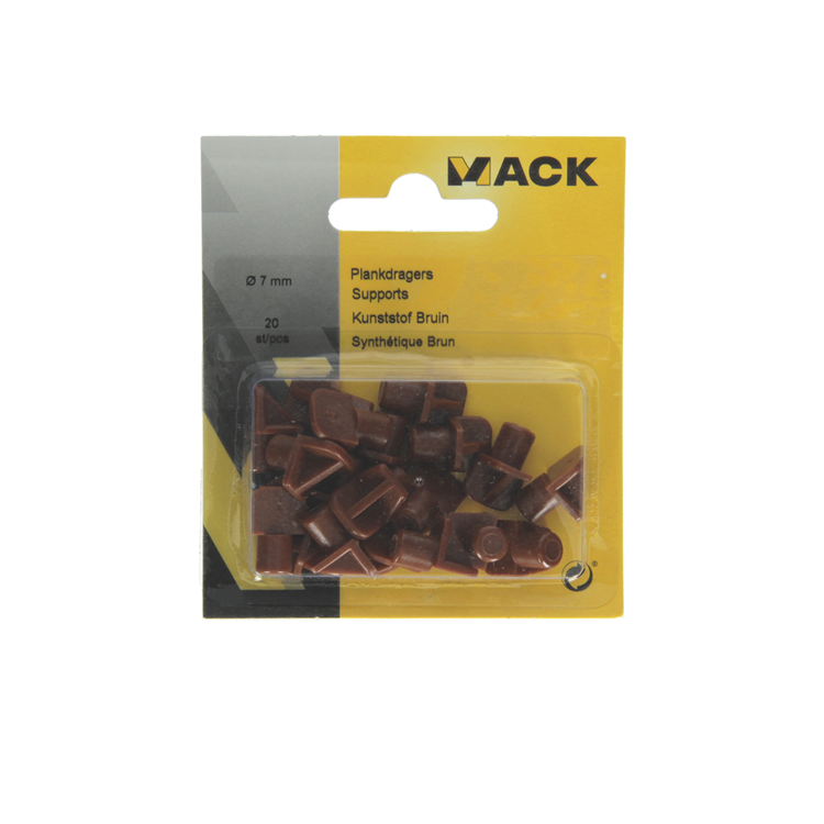 Mack 1015842 - 20 plankdragers kunststof bruin ø 7 mm | 5 stuks