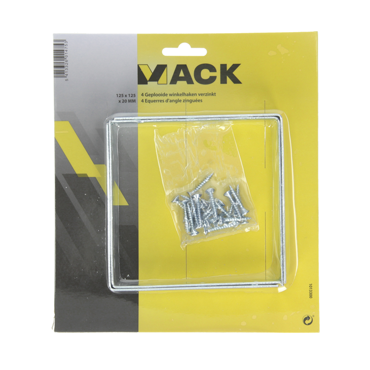 Mack 1013300 - 4 geplooide winkelhaken kt 125x125x20x2mm | 10 stuks