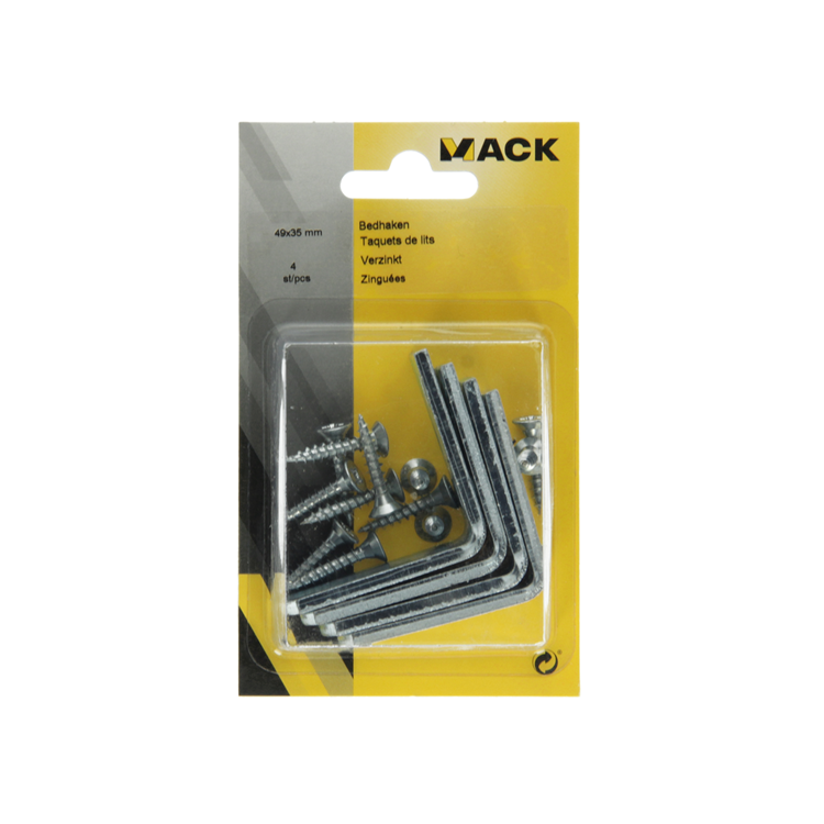 Mack 1013312 - 4 bedhaken verzinkt 49 x 35 mm | 5 stuks