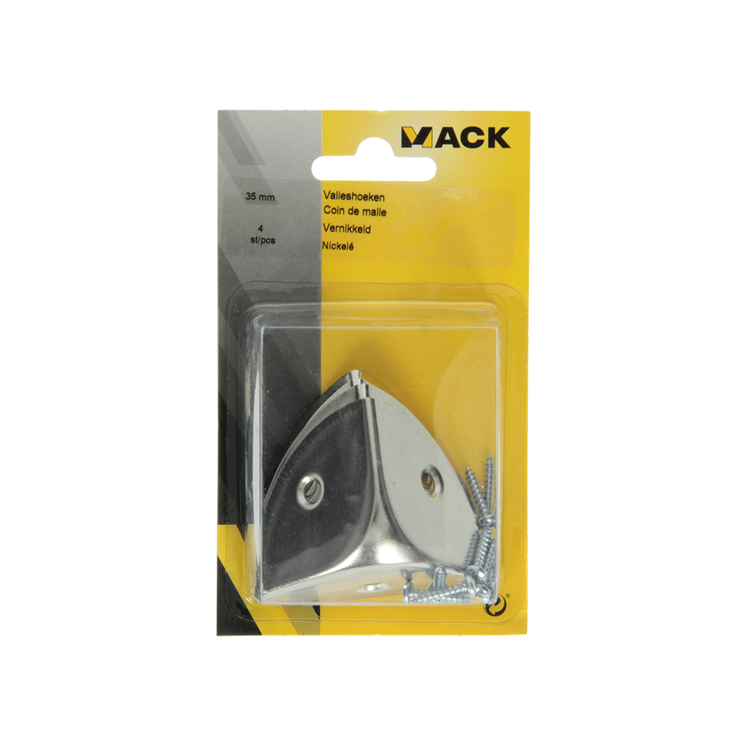 Mack 1013346 - 4 valieshoeken vernikkeld 35 mm | 5 stuks