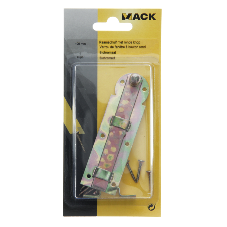 Mack 1014265 - raamschuif met ronde knop, bichromaat a 100 - b 25 mm | 5 stuks