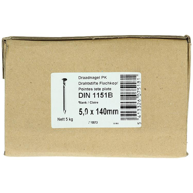 1015656 - doos 5 kg. nagels platte kop 5,0x140 mm | 3 stuks
