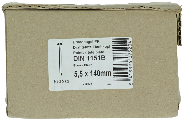 1015658 - doos 5 kg nagels platte kop 5,5x140 mm | 3 stuks