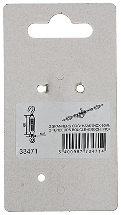 Mack 1008441 - 2 spanners oog + haak m6 x 60mm inox | 10 stuks