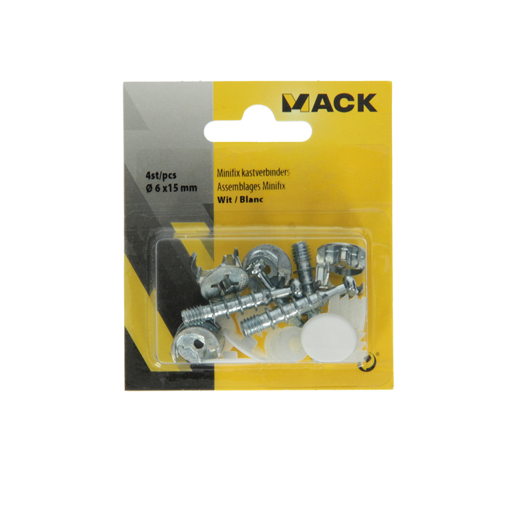 Mack 1013703 - 4 kastverbinders minifix wit m6x15mm | 5 stuks